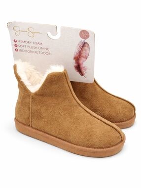 Jessica Simpson Faux Fur Lined Memory Foam Slipper Booties-M(7-8)